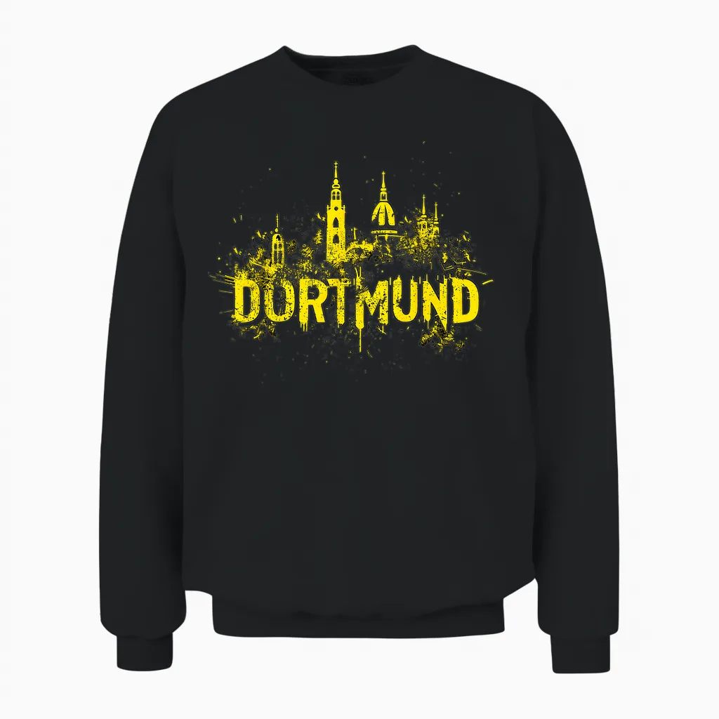 City of Dortmund Black Yellow Painting Art Dortmund T-Shirt, Black Unisex Sweatshirt in Black