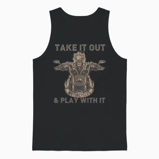 Funny Biker Skeleton Motorcycle Rider - Back Print Unisex Tank Top in Black