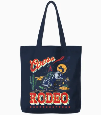 Vintage Rindsleder Reiten Coors Cowboys Western Country Rodeo Tote Bags - Navy