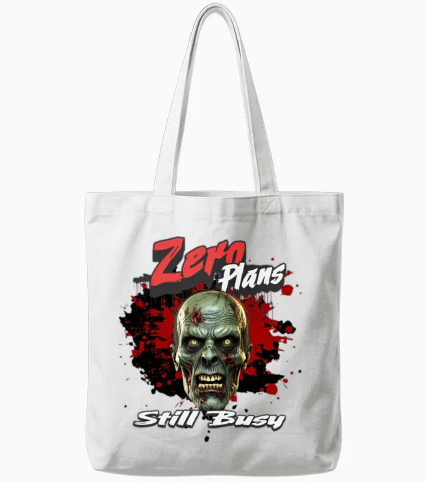 'zero Plans, Still Busy' Zombie Gd Tote Bags - White