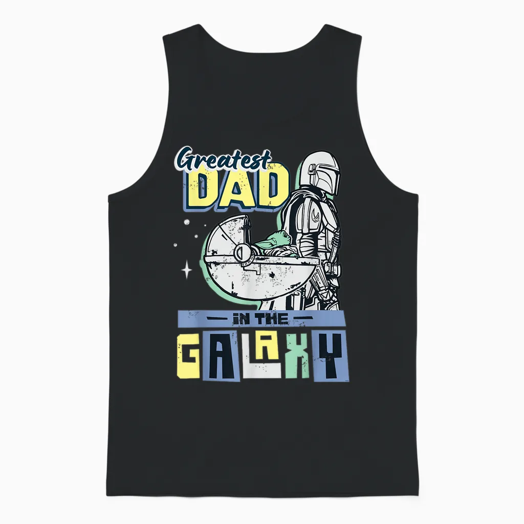 Star Wars the Mandalorian & Grogu Greatest Dad in the Galaxy Unisex Tank Top in Black