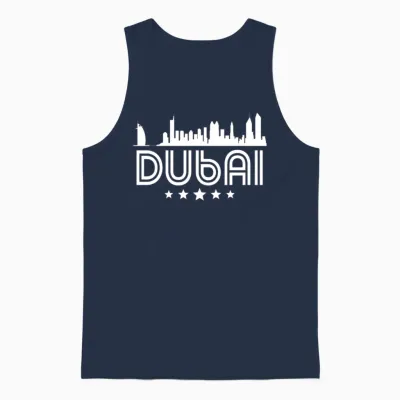 Retro Dubai Skyline Unisex Tank Top - Navy