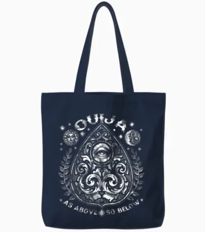 Victorian Ouija Planchette, as Above So Below Tote Bags - Navy
