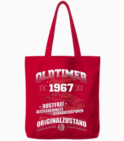 Oldtimer Baujahr 1967 Jahrgang Geburtsjahr Geburtstag Tote Bags - Red