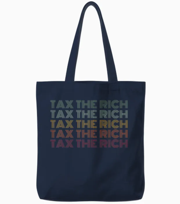 Tax the Rich Protest T-Shirt, Black, S Tote Bags in Navy