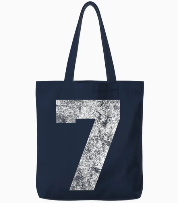 Vintage Lucky Number 7 Birthday Sports Player Team Athlete Tote Bags in Navy