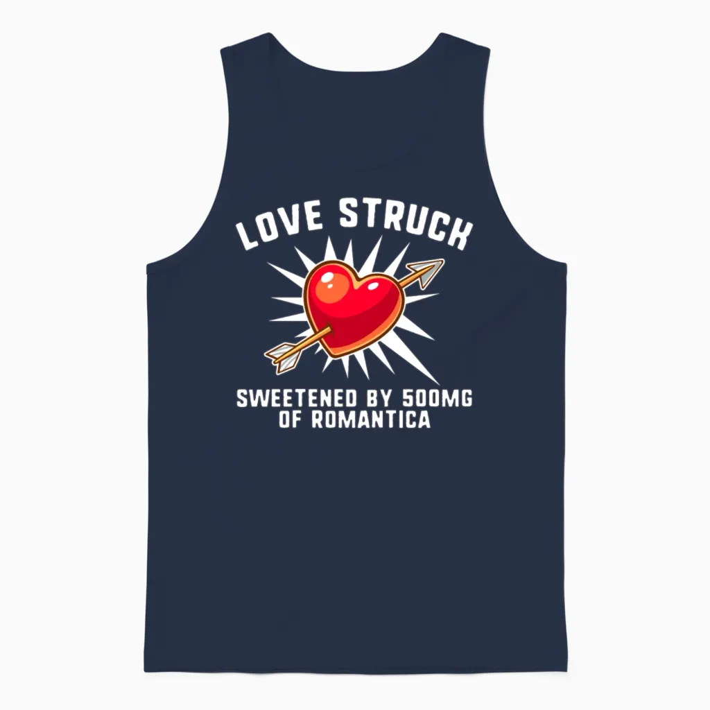 Valentines Day Shirt, Love Struck Sweetened By Unisex Tank Top in Navy
