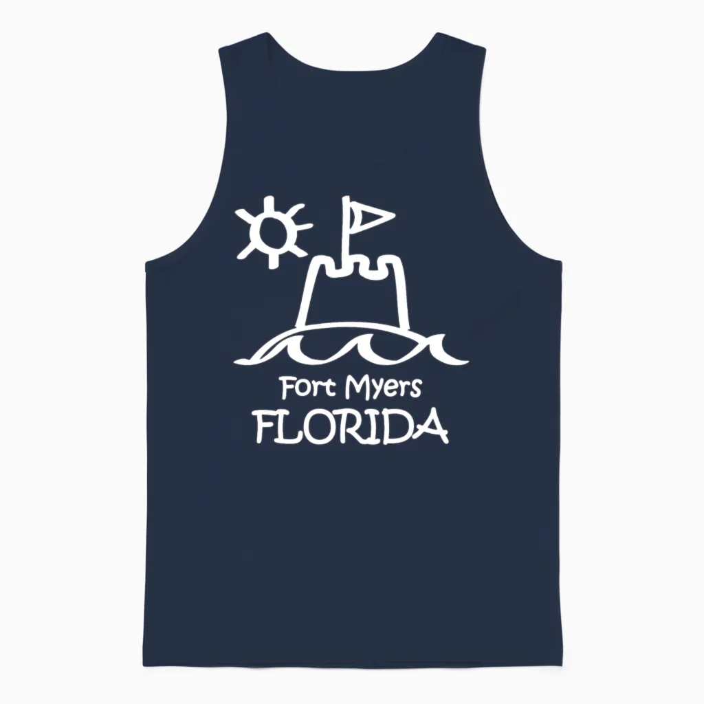 Fort Myers Florida Sandcastle Souvenirs Gifts Unisex Tank Top in Navy