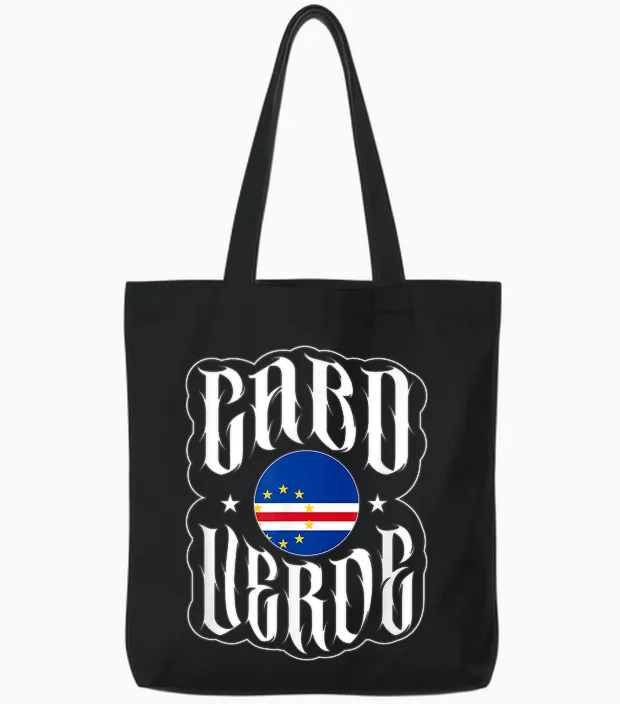 Love Cabo Cape Verde with Cape Verdean Flag in a Circle T-Shirt, Black, S Tote Bags in Black