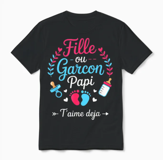 Ad Gender Baby Shower Grandpa Baby Girl or Boy Unisex T-Shirt in Black