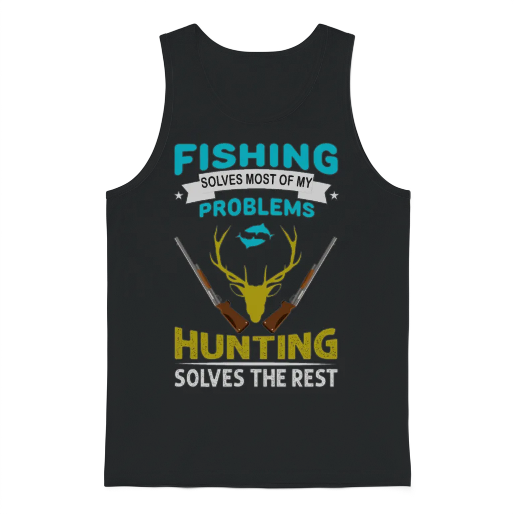 Fishing...the Rest - Fishing and Hunting Design Unisex Tank Top - Black