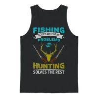 Fishing...the Rest - Fishing and Hunting Design Unisex Tank Top - Black – 1