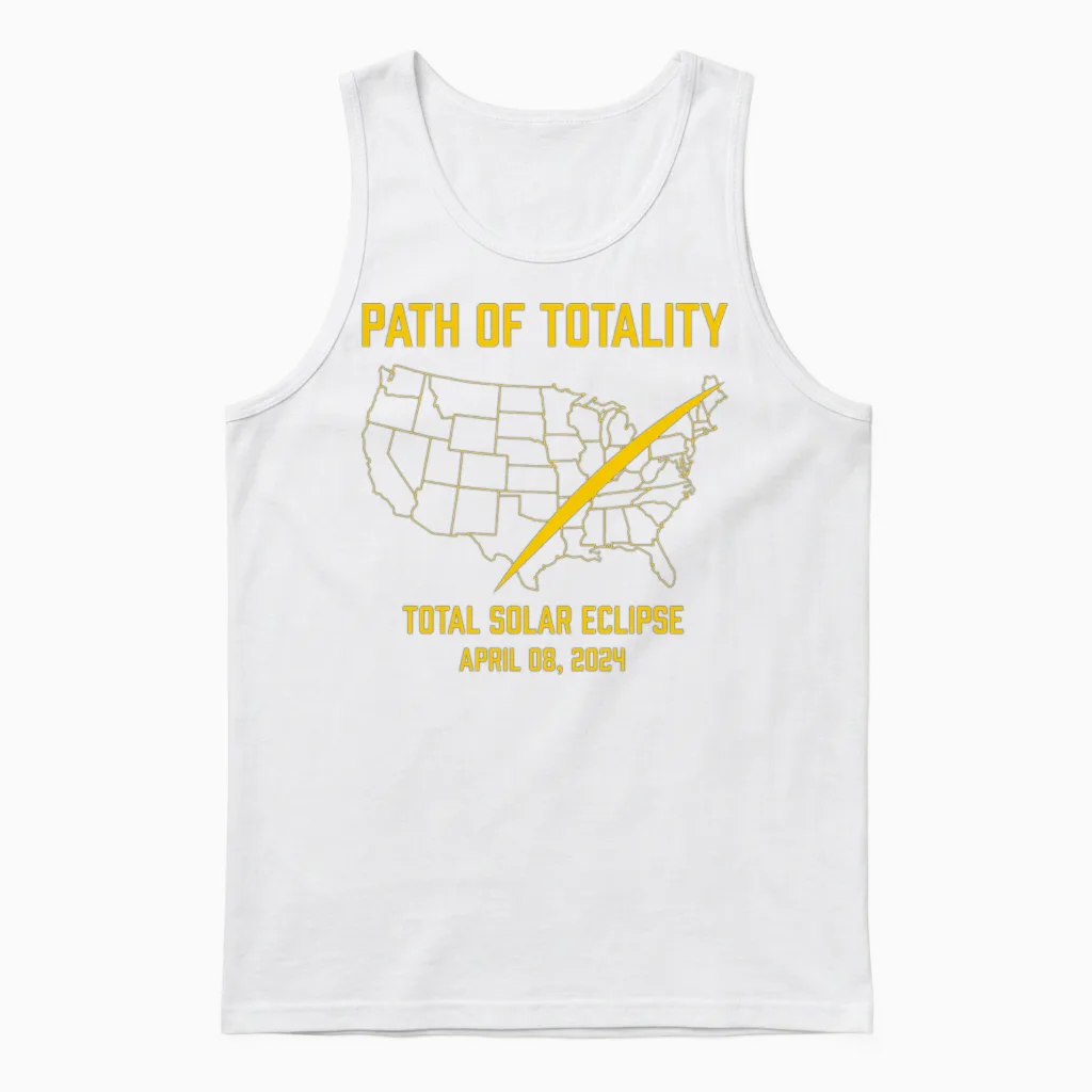 Total Solar Eclipse 2024 Usa Map Path of Totality Unisex Tank Top in White