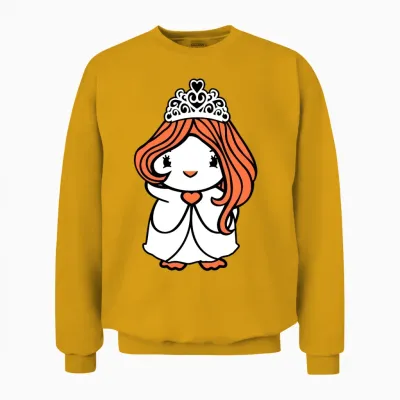 Bird Princess Queen Lady Woman Dress Crown Sweet Unisex Sweatshirt - Gold