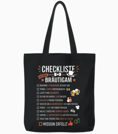 Checkliste Bräutigam Aufgaben Junggesellenabschied Jga Tote Bags - Black