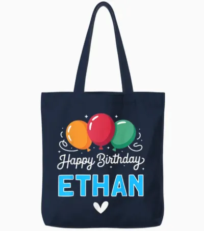 Joyeux Anniversaire En Disant Ethan Tote Bags - Navy