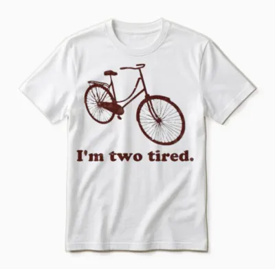 I M Two Tired Too Tired Sleepy Bicycle Unisex T-Shirt - White