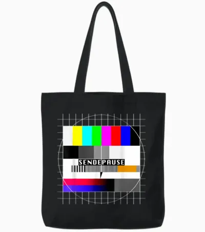 90er Outfit & 80er Motto Party Oldschool Geschenk Testbild Sendepause 90s Party 80s Outfit Costume T-Shirt Black Unisex Adult Small Tote Bags - Black