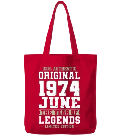 50th Birthday Vintage June 1974 Original 1974 Tote Bags - Red