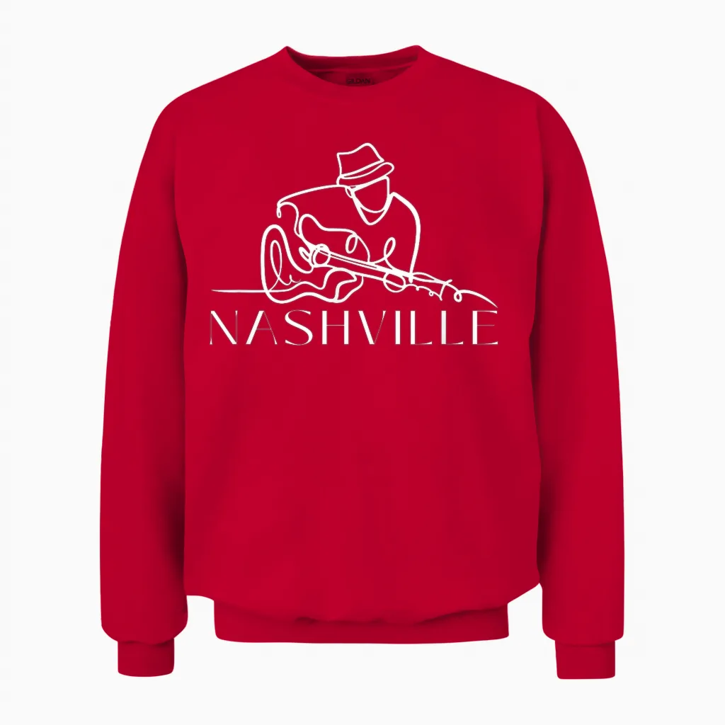 Men's Nashville Tennessee Guitar Unisex Sweatshirt in Red