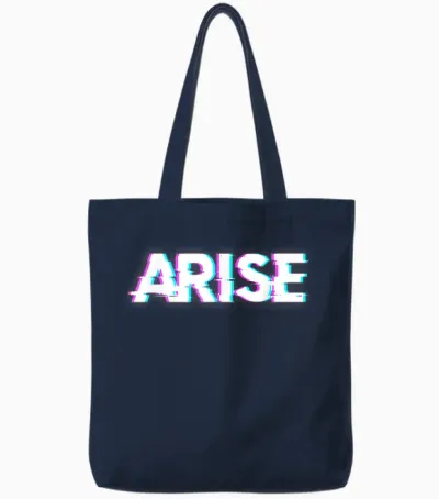Arise T-Shirt, Black Tote Bags - Navy
