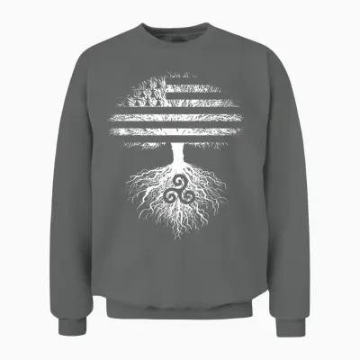 Tree Flag Emblems Brittany Gwenn Ha Triskèle Breton Unisex Sweatshirt - Graphite Heather