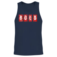 Bold Quad Panels Distressed Typography Unisex Tank Top - Navy – 2