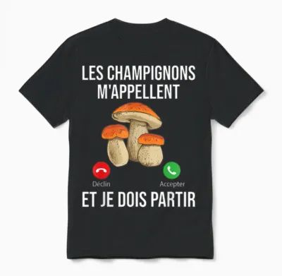 Mushrooms Call Me I Must Go Mushroom Porcini T-Shirt, Black, S Unisex T-Shirt - Black