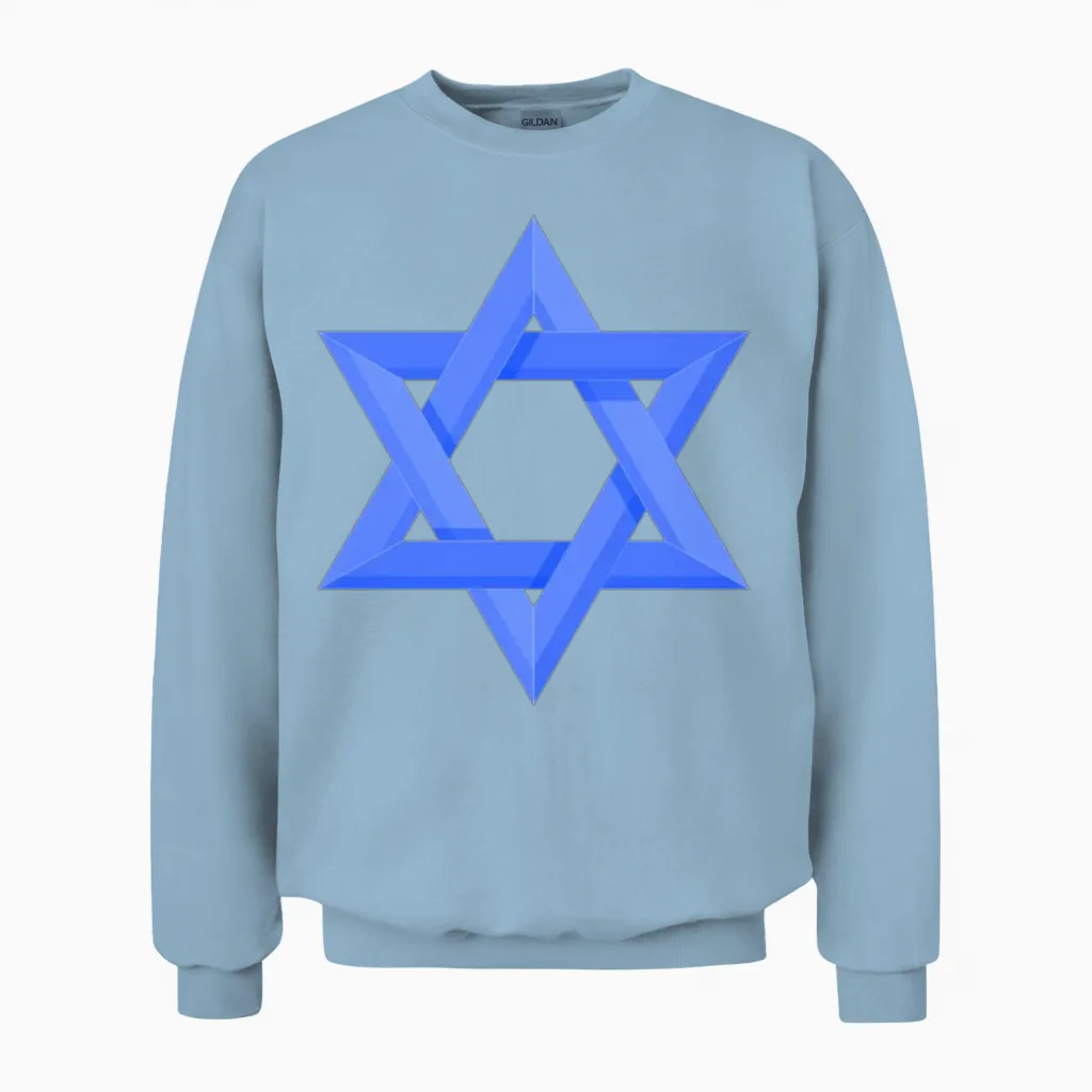 Star of David Unisex Sweatshirt in Light Blue