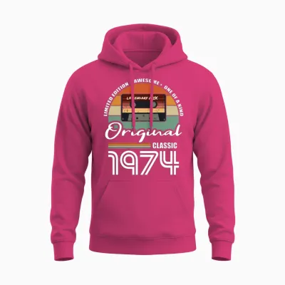 50th Birthday Vintage 1974 Original 1974 Unisex Hoodie - Heliconia
