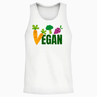 Vegan Funny Veggies Unisex Tank Top - White