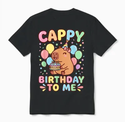 Cappy Birthday Capybara Birthday to Me Unisex T-Shirt - Black
