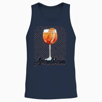 Aperolic Drink Aperitif Spritz T-Shirt, White Unisex Tank Top - Navy
