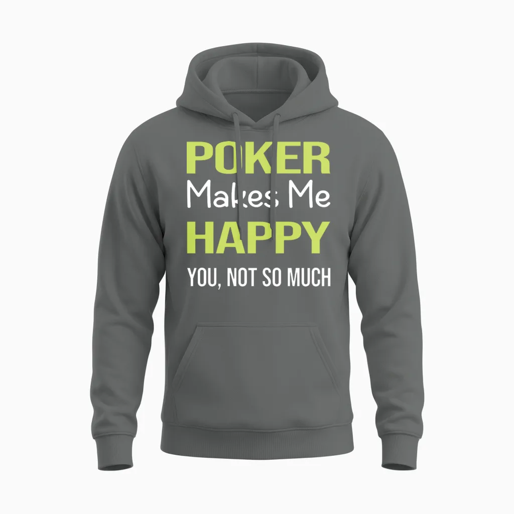 Funny Happy Poker Unisex Hoodie in Graphite Heather