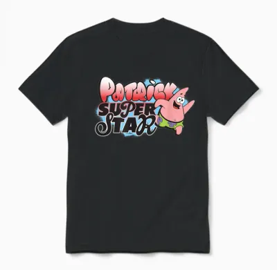 Sponge Bob - Patrick Super Star Unisex T-Shirt - Black