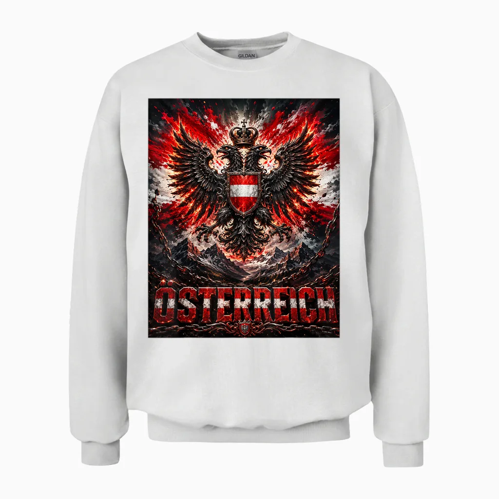 österreich T Shirt österreichische Adler Wappen Austria Unisex Sweatshirt in White