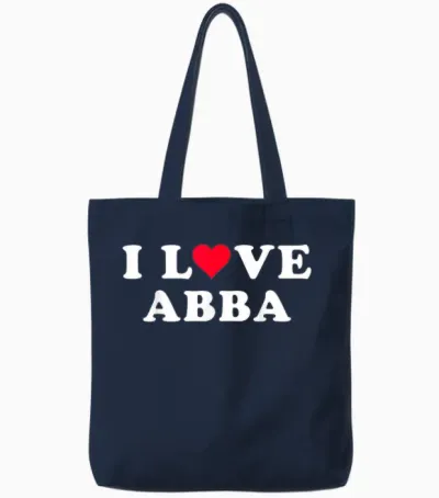 I Love Abba Matching Girlfriend and Boyfriend Abba Name T-Shirt, Black Tote Bags - Navy