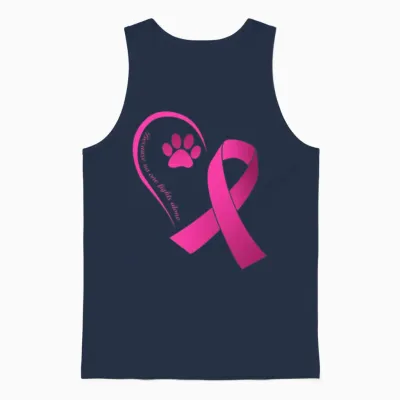 Because No One Fights Alone Dog Paws Breast Cancer Unisex Tank Top - Navy