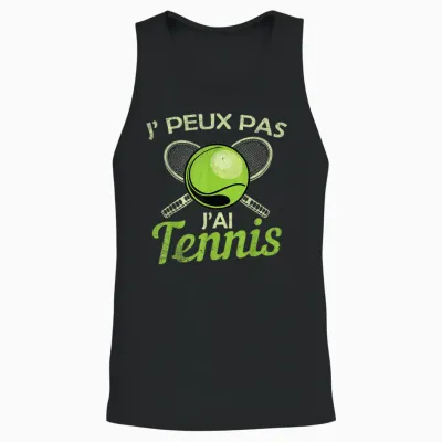 Je Peux Pas J'ai Tennis Player Racquet Supporter Funny Unisex Tank Top - Black