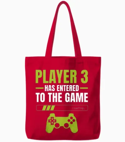 Player Three Has Endered to the Game Tote Bags - Red