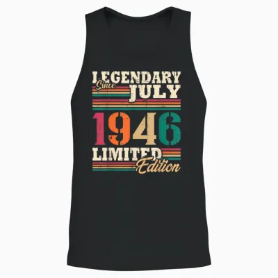Vintage Juillet 1946 Cadeau Anniversaire 80 Ans Hommes Unisex Tank Top - Black