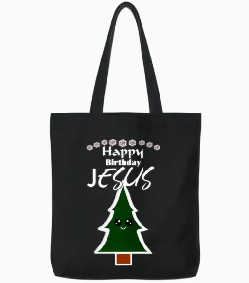 Happy Birthday Jesus - Christian & Faith Tote Bags in Black