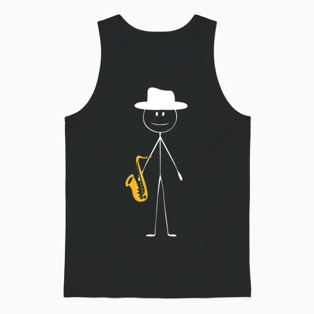 Saxophone Saxophone Guy Unisex Tank Top in Black