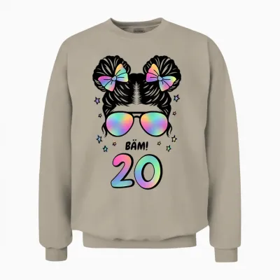 20. Geburtstag Mädchen Messy Bun Bäm! 20 Unisex Sweatshirt - Sand