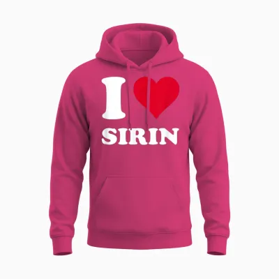 Red Heart I Love Sirin T-Shirt, Black, S Unisex Hoodie - Heliconia