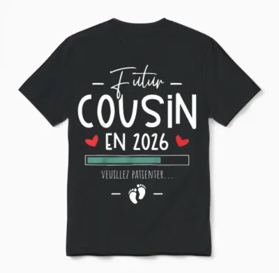 Child Future Cousin 2026 Announcement Pregnancy You Will Be Future Cousin Unisex T-Shirt - Black