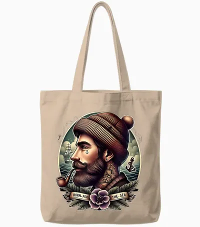 Seemann Born for the Sea Old School Tattoo Art Vintage Retro Tote Bags - Natural