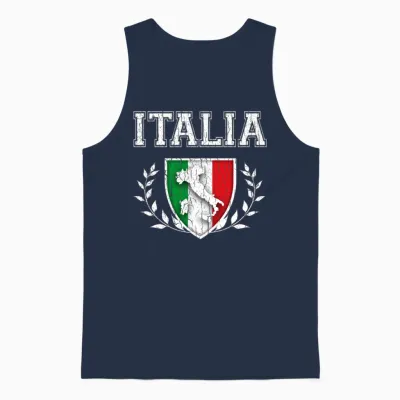 Vintage Italian Flag Crest Unisex Tank Top - Navy
