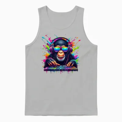 Monkey Dj Neon Fiesta Rave Edm Festival Monkey Unisex Tank Top - Ash