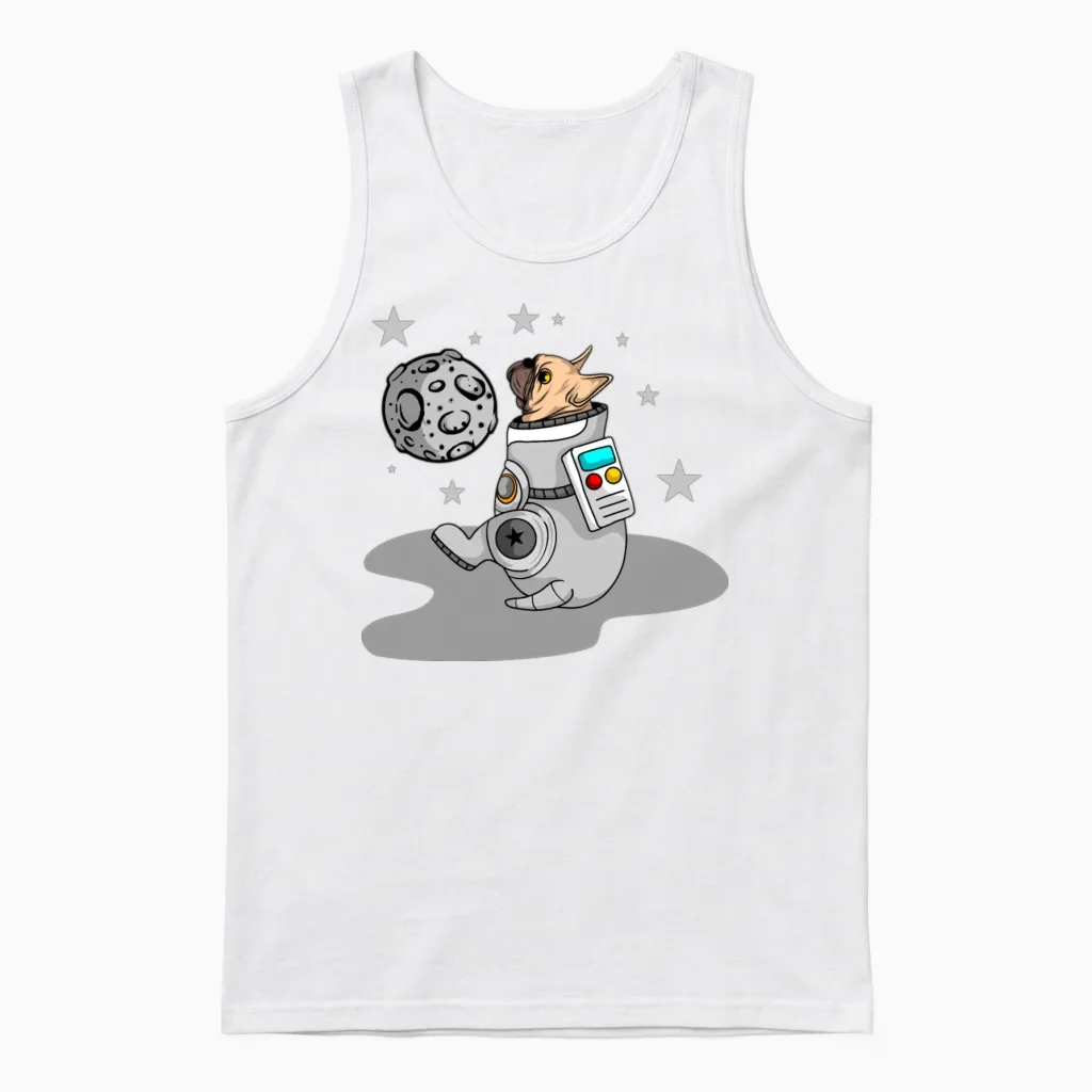 Funny Dog Astronaut Lovers Gift Unisex Tank Top in White